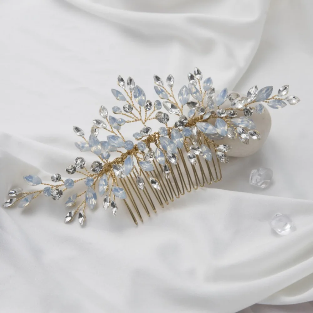 Peine de pelo nupcial para mujer, Tiaras de perlas, accesorios para el cabello de boda para niñas, horquilla de cristales plateados, joyería de diadema nupcial