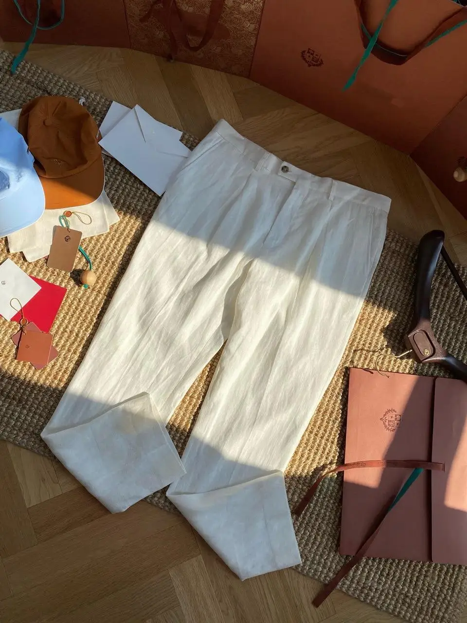 

Men's High-End Linen Casual Pants Breathable Comfortable Faionable mat Versatile Slimming Straight Leg mid Waist