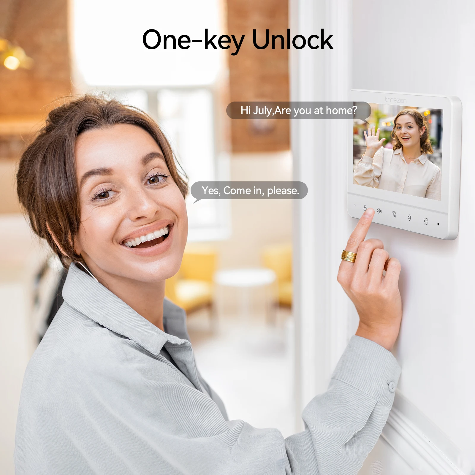 TMEZON-4-Wire Video Doorphone com campainha, Doorphone com câmera, 7 "Color Display, 120 ° Wide View Camera