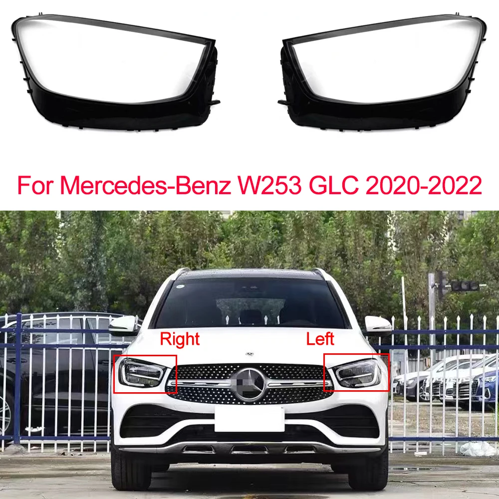 Car Front Headlight Glass Cover For Mercedes-Benz W253 GLC 2020 2021 2022 Left/Right PVC Headlight Plexiglass Lens Replace Shell