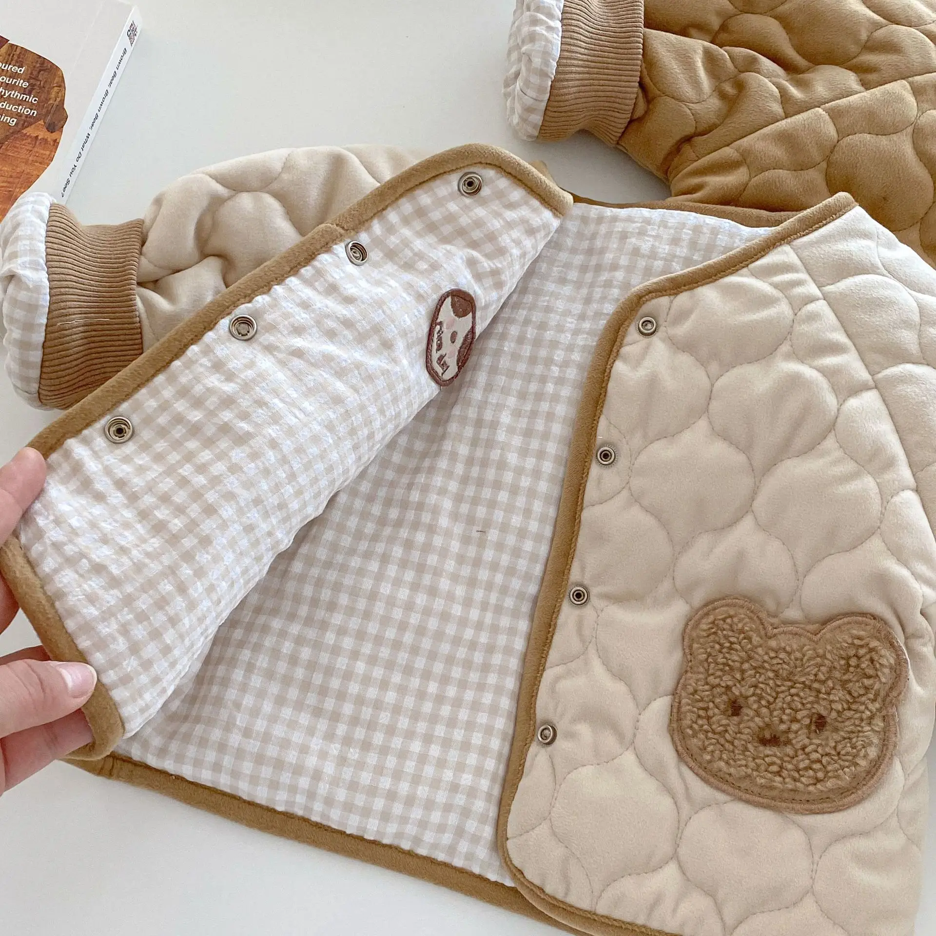 2024 Winter Baby Coat Cute Cartoon Bear Toddler Boys Girls Warm Jackets 0-5Y Children\'s Clothes Kids Thickened Outerwear