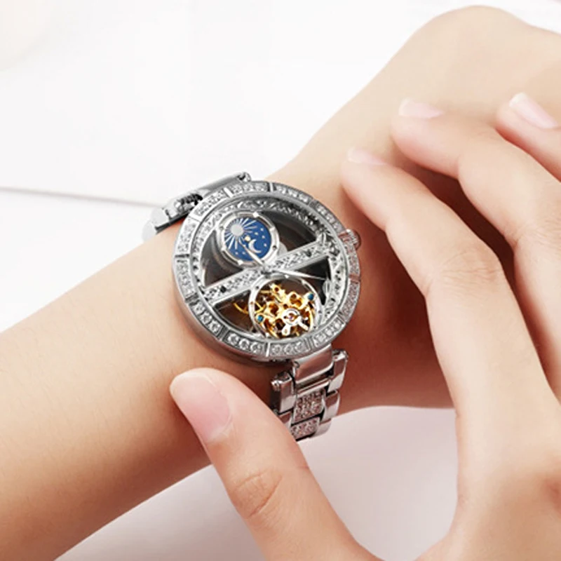 Ladies Watch Automatic Woman Luxury Fashion Waterproof Watch for Women Watches Skeleton Tourbillon Mechanical Clock Relogio New