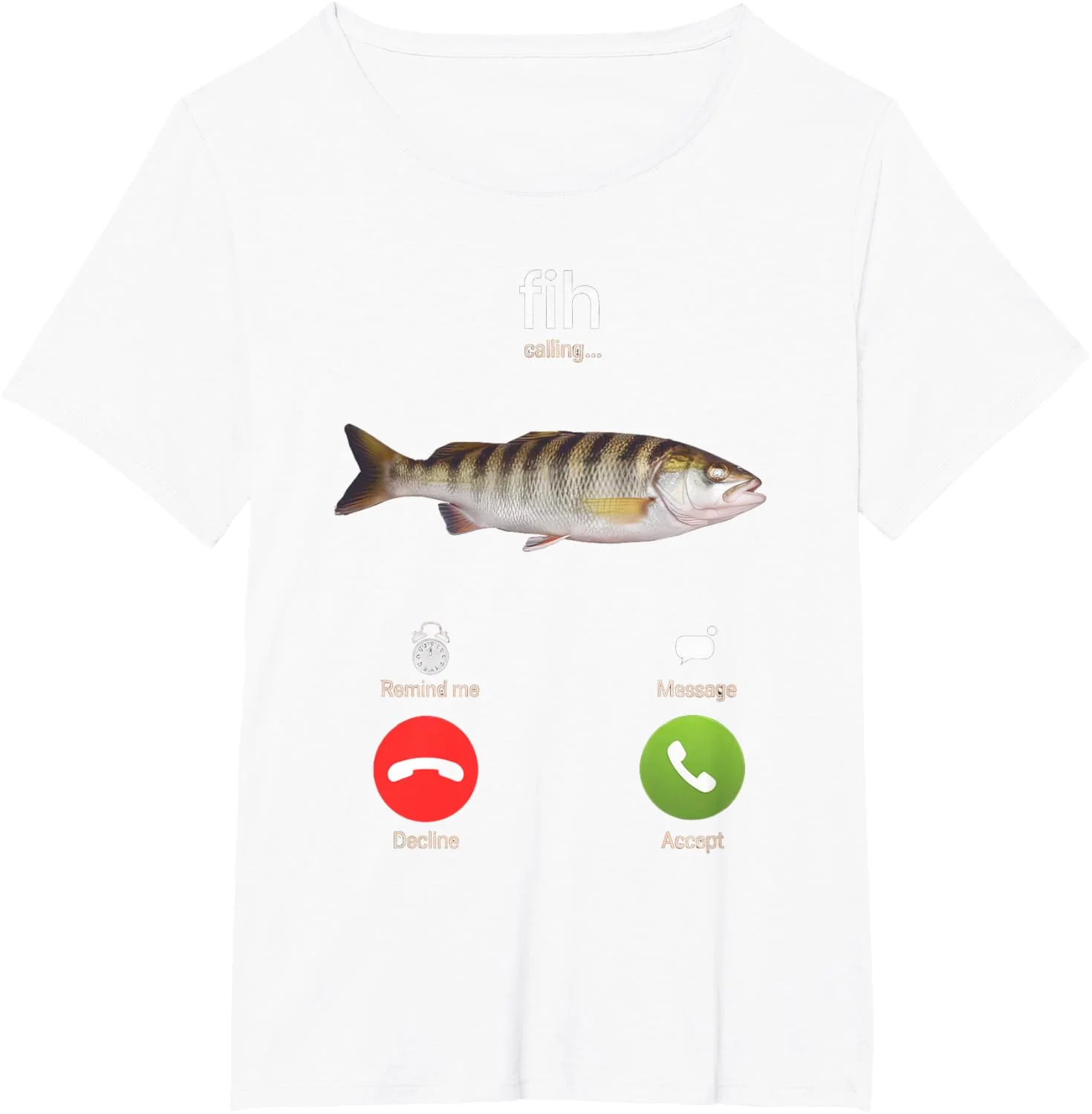 Weißes schwarzes Kurzarm-T-Shirt mit lustigem Fischruf-Aufdruck „Fih Calling“ Sommer-Kurzarm-T-Shirt im Harajuku-Streetwear-Stil