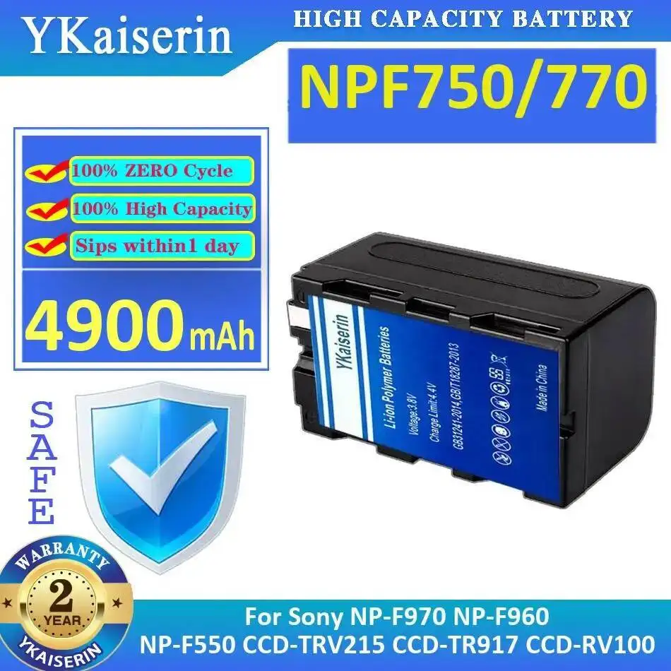 

4900Mah Camera Battery NPF750 770 Long-Lasting For Sony NP-F970 NP-F960 NP-F550 Ccd-TRV215 Ccd-TR917 Ccd-RV100