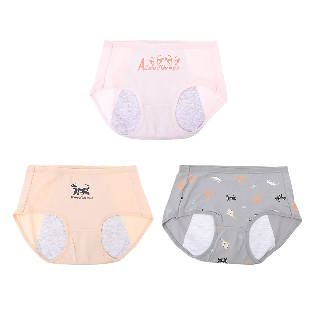 3 Pcs Period Panties Breathable for Women Menstrual Underpants Spandex Female Middle Waist Women's Comfortable