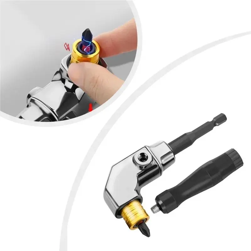 A74E-90° Right Angle Drill Adapter Made Of Alloy Steel For Confined Spaces, And Compatible With Various Electric Drills