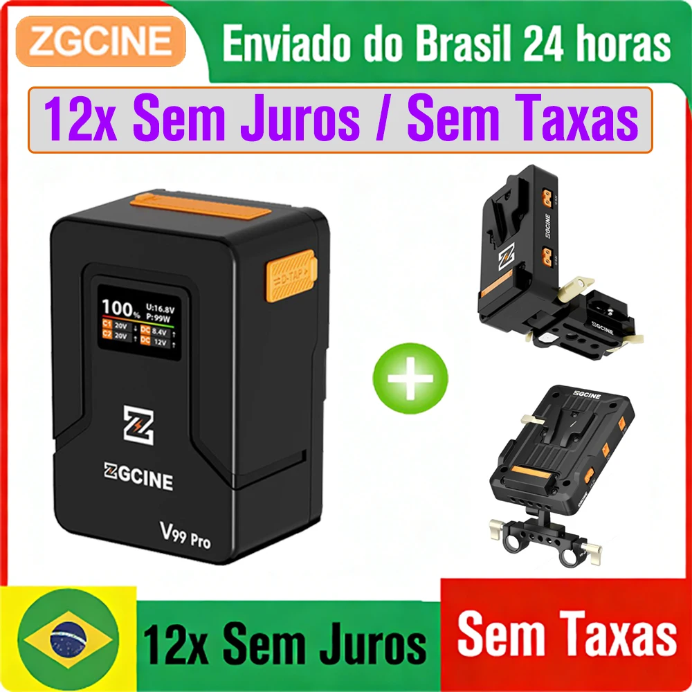 DO Brasil】ZGCINE ZG-V99 Pro V99 V160 S200 V-Mount Bateria Power Bank Bateria de lítio para filmadora/digitales/luzes de vídeo/Monito