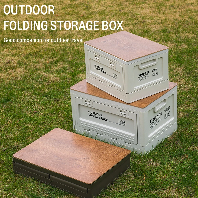 Outdoor Storage Box Camping Folding Box Camping Organizer Car Trunk Wooden Lid Industrial Air Storage Box