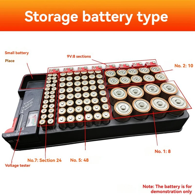 Battery Storage Organizer Holder With Tester Battery Case Box Holders With Battery Checker For AAA AA C D 9V