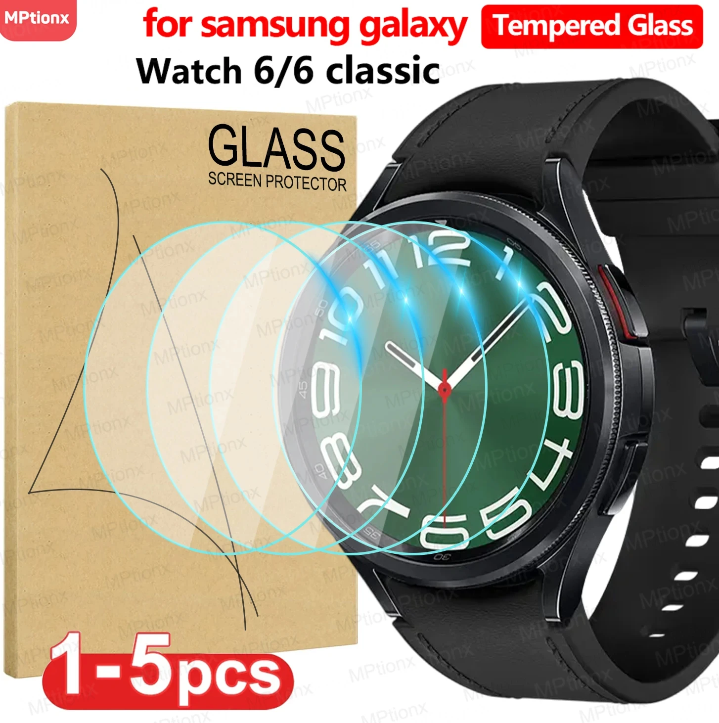 Gehärtetes Glas für Samsung Galaxy Watch 6 40 mm 44 mm HD-Displayschutzfolie, kratzfest, für Galaxy Watch 6 Classic 43 mm 47 mm