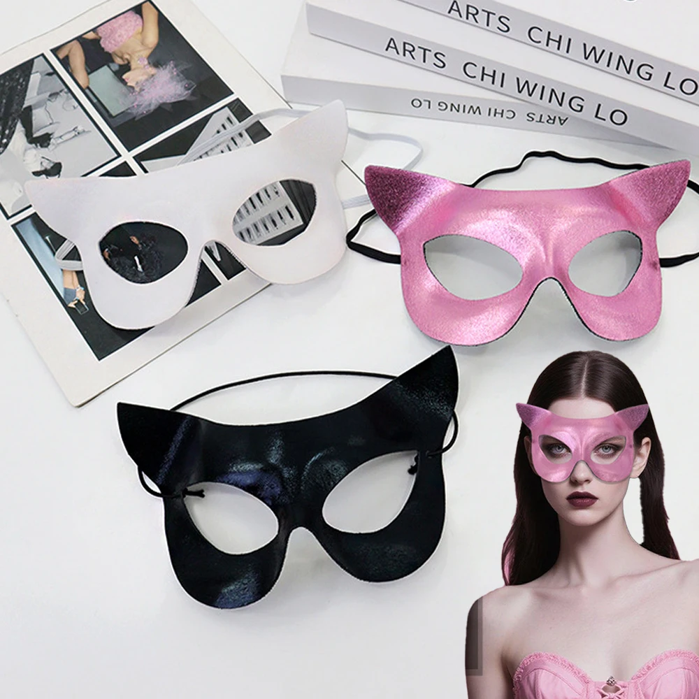 

Women Sexy Cat Face Mask Cosplay Animal Fox Eye Half Face Masks Halloween Carnival Masquerade Dress Up Party Costume Props