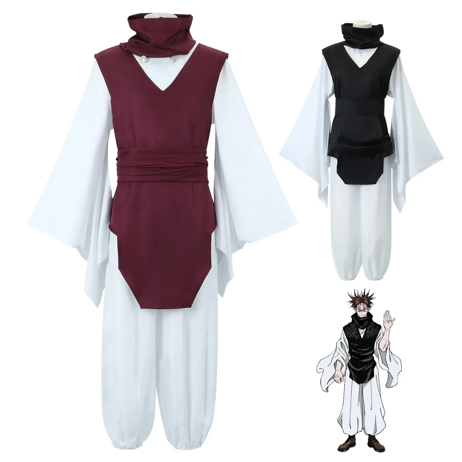 CosplayLOUN-Disfraz de Cosplay Jujutsu JJK Manga Choso, Pantalon artificial astique Blanc, violeta, Col en Glace, GaClaBelt, Cade