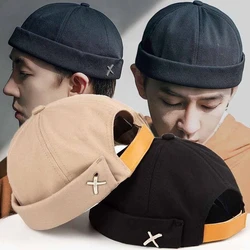 Vintage Dome Hat Mens Solid Color Velvet Beanies For Men Docker Sailor Crimping Brimless Skull Caps Casual Portable Hip Hop Cap