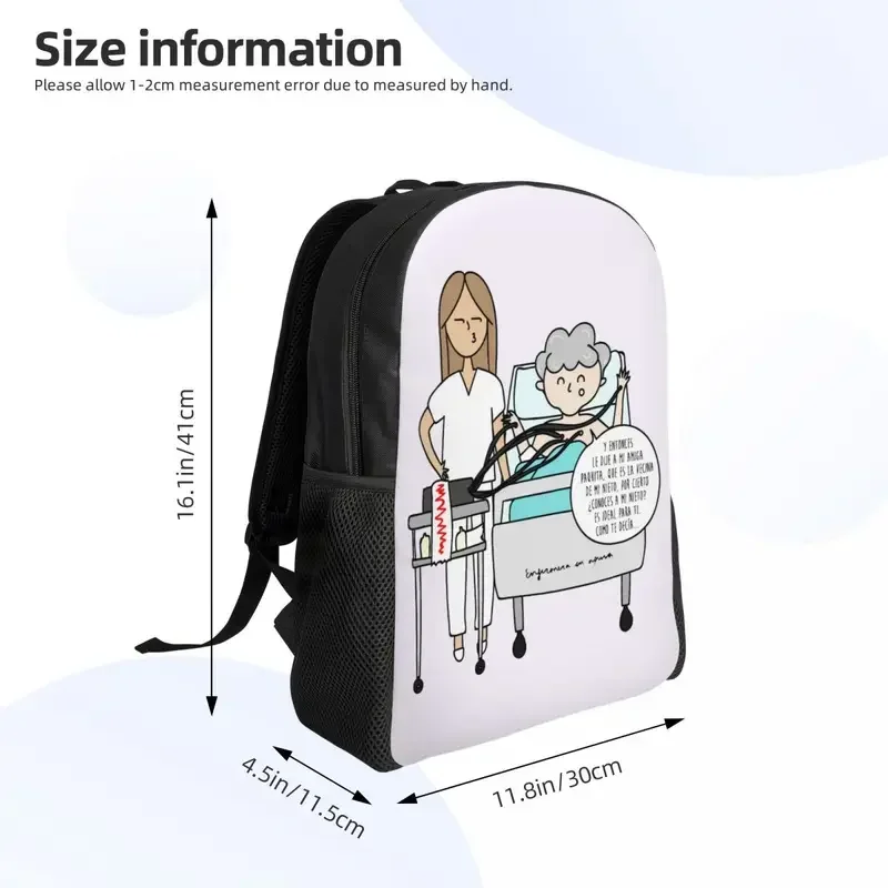 Mochila médica con estampado de enfermera en problemas para hombres y mujeres, impermeable, escuela, universidad, bolsa de libros