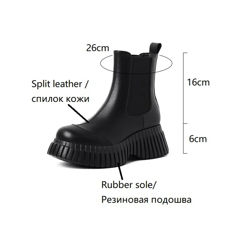 NEW Autumn Women Boots Round Toe Chunky Heel Boots Women Winter Split Leather Shoes for Women Platform Gold Boots botas de mujer