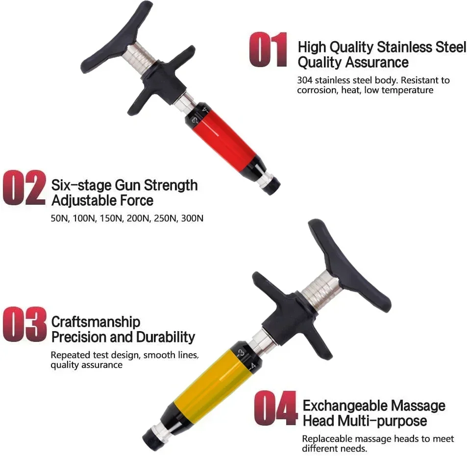 مجموعة مسدس مساج بتقويم العمود الفقري ، مصحح للعمود الفقري ، تعديل العلاج ، 6 مستويات ، 4 رؤساء ، الرعاية الصحية