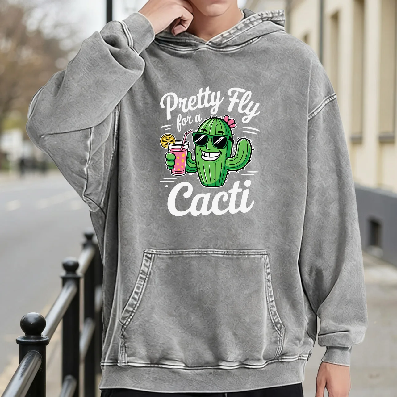 سترة بغطاء للرأس برسومات كلاسيكية مغسولة للرجال من Cacti، بلوفر ريترو متعثر، سويت شيرت كاجوال ملابس الشارع