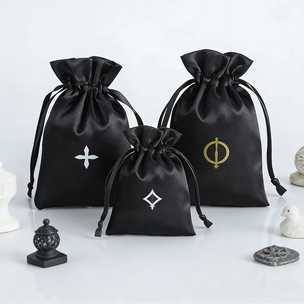 

50Pcs/Lot Bulk 7x9cm Luxury Silk Satin Drawstring Pouch Jewelry Bag Custom Logo Birthday Wedding Party Gift Packaging Dust Pouch