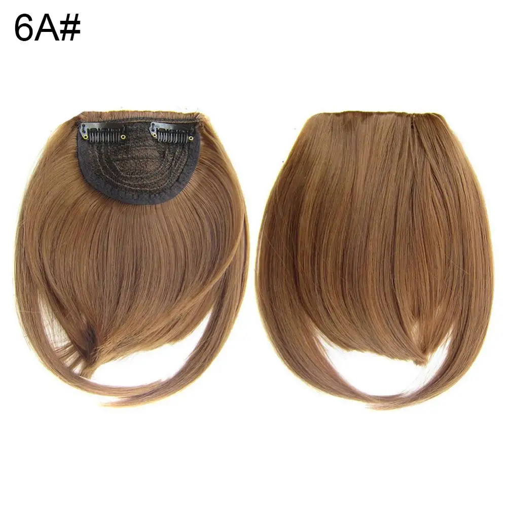 Girls Clip-in Front Hair Extension Wig Straight Synthetic Fringe Bang Hairpiece Straight Fake Hair Piece High Temperature Wig