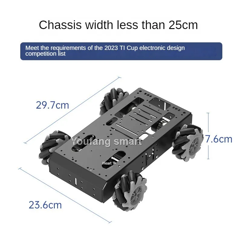 Chasis de Metal para Arduino, Kit de Robot Raspberry Pi, Motor codificador, rueda de 97mm, 10KG de carga, 4WD Omnidirection Mecanum, 12V