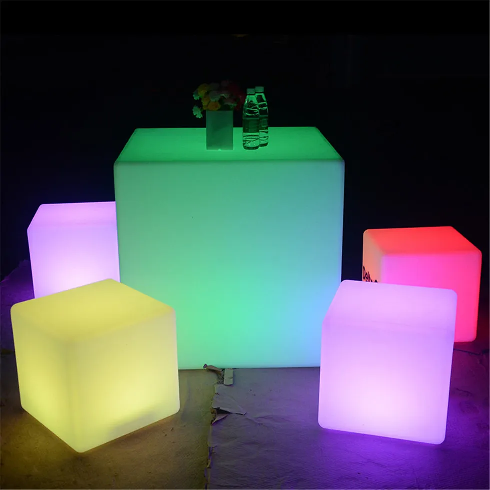 light up cube seat for garden bar nightclub RGB rechargeable led cube changing illuminated led chair