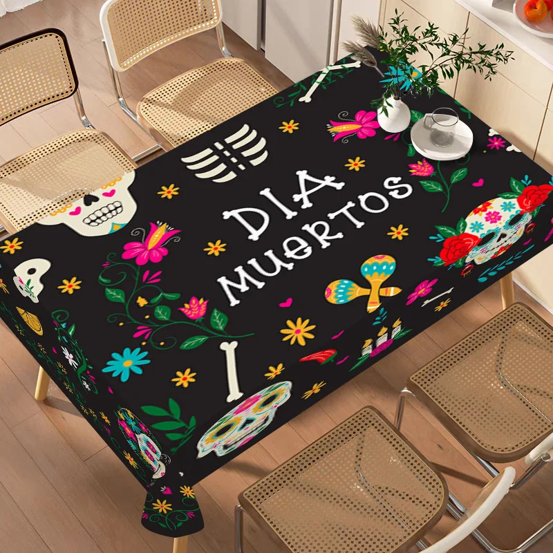 JIT + 1pc polyester tablecloth, Halloween tablecloth, Mexican traditional tablecloth, skull tableclothzyc