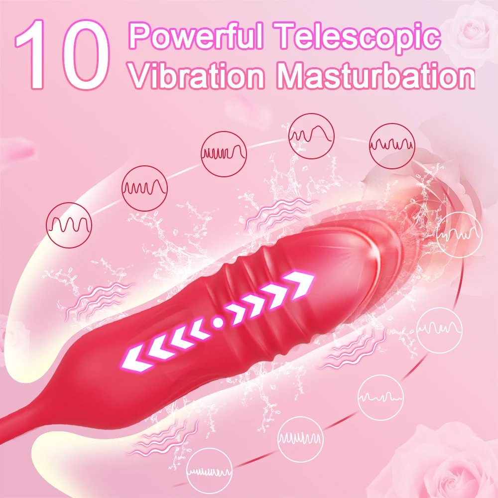 Rose-Licking Thrusting Dildo Vibrator for Women Nipple Clit Stimulator Vibrating Egg Tongue Lick Clitoris Sucker Sex Toy