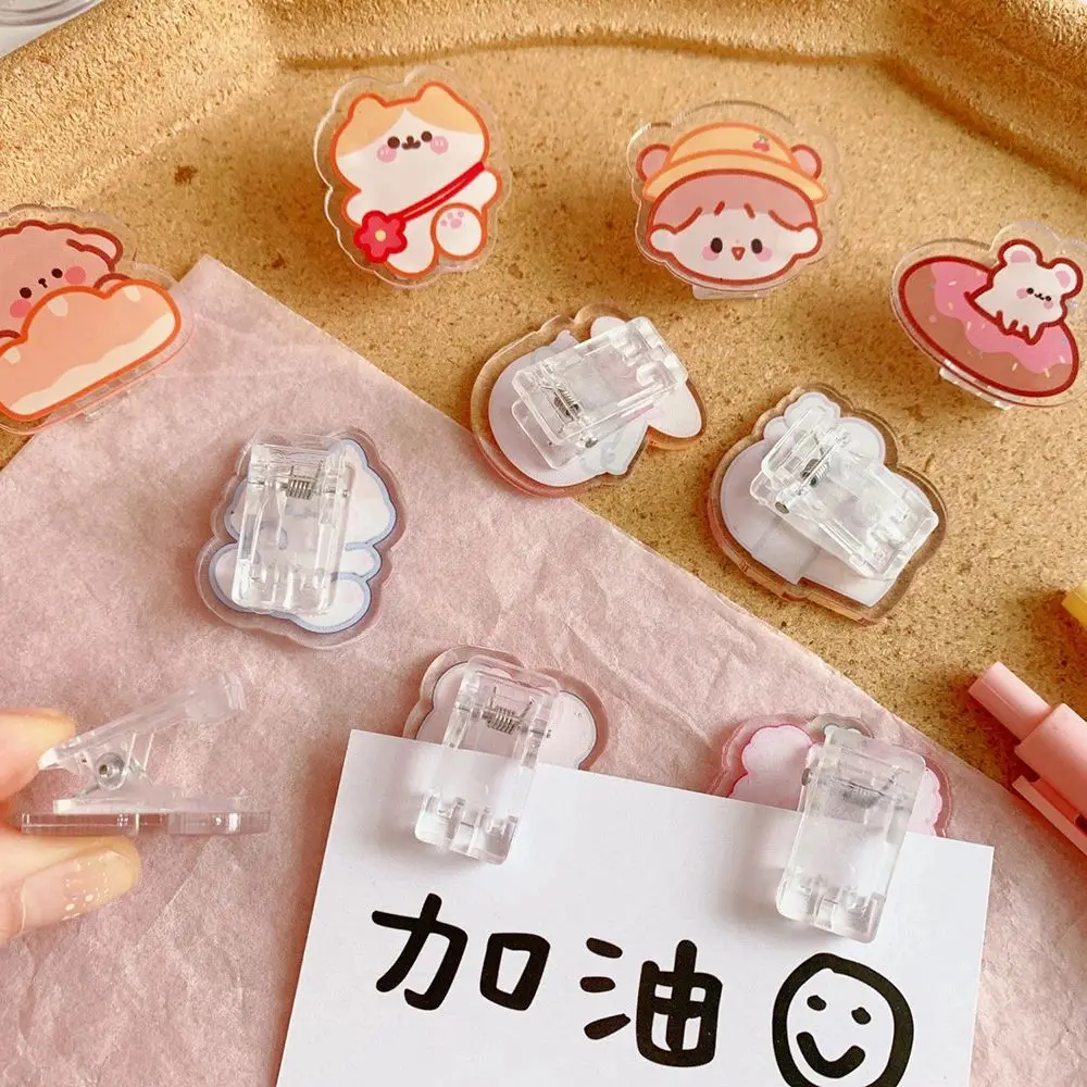 School Stationery Binder Clip Page Holder Index Clamp Cartoon Binder Clips Transparent Clip Snacks Sealing Clip Paper Clip