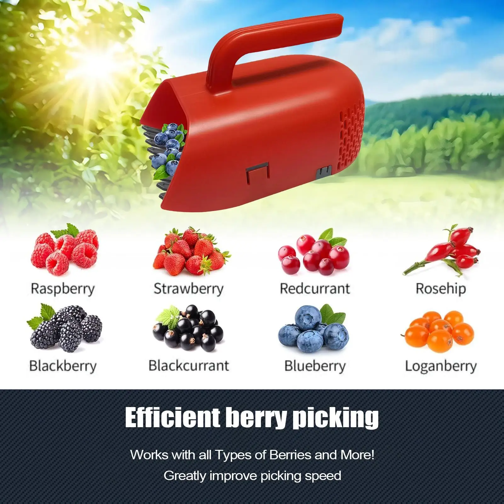 Picking Berry Harvester Scoop Ergonomic Handle Blueberry Picker Environmentally Labor Saving Berry Picking Rakes Garden Tool