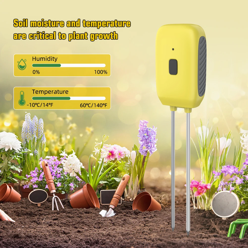 Yieryi misuratore di temperatura e umidità del suolo per giardino rilevatore di umidità del suolo Bluetooth intelligente per frutteti agricoli