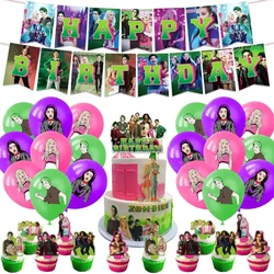 Cartoon Zombie High Theme DIY Balloons Party Supplies Birthday Banner Latex Balloon Decoration Cake Supplies Kid Girl gift