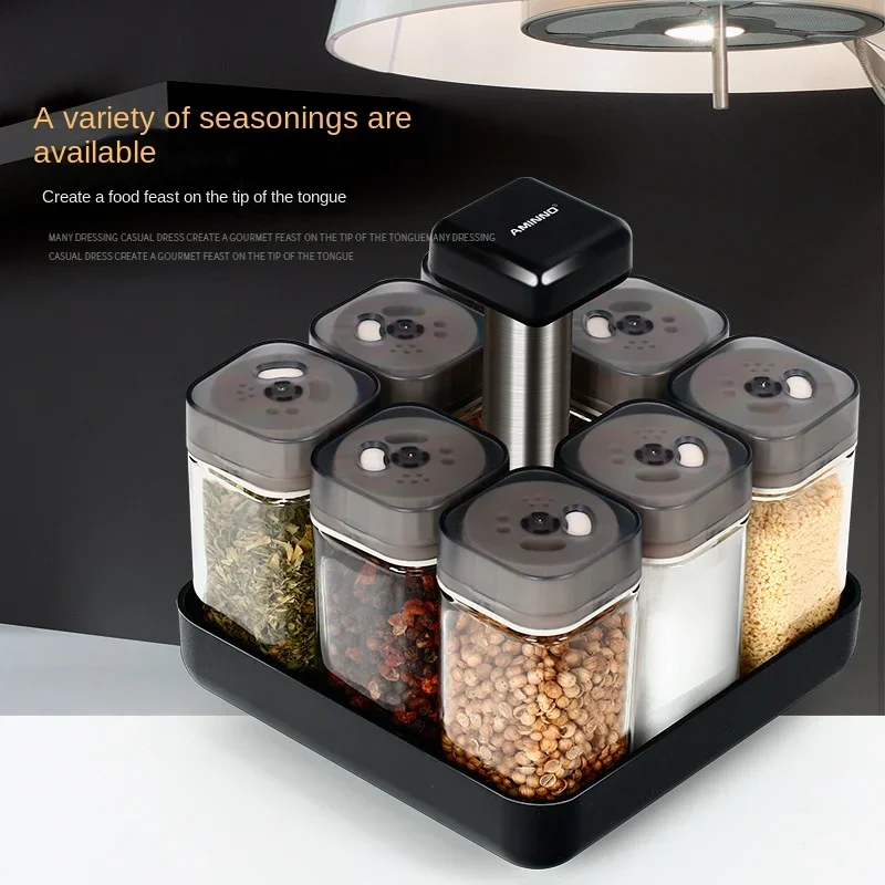 Kitchen Seasoning Bottle Bottle Holder Glass Kitchen Sealed Container Salt Rack Flavouring Tank Shelf Organizer