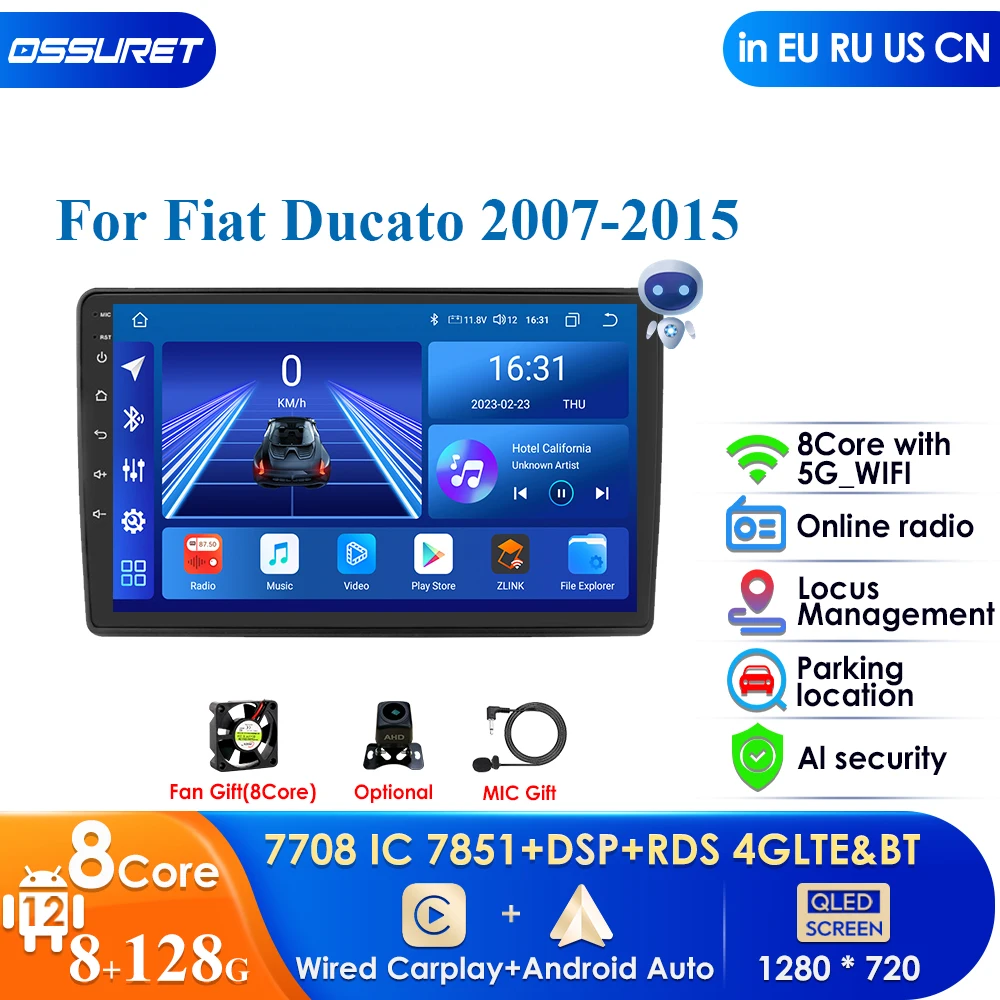 

Carplay 4G DSP QLED Screen 2din Android Autoradio for Fiat Ducato 2007-2015 Car Radio Multimedia Video Player GPS Stereo WIFI BT