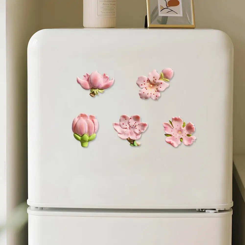 Fridge Magnet Decoration 3d Cherry Blossom Refrigerator Magnet Pink Flower Resin Fridge Decor Memo Notes Photo Holder for Home
