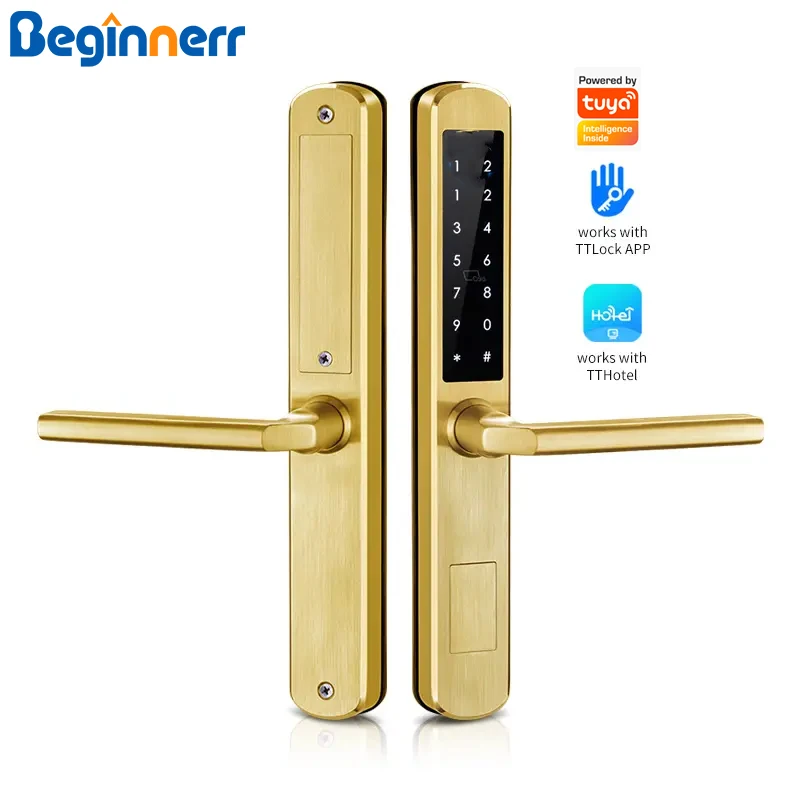 Password SS304 Hotel Airbnb Smart Aluminum door lock 4585 3085 tuya ttlock card Pincode Keypad Smart Door Lock of Grill Door
