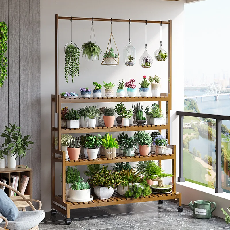 

Flower rack Balcony Home Living room Floor-to-ceiling indoor movable succulent flower pot rack