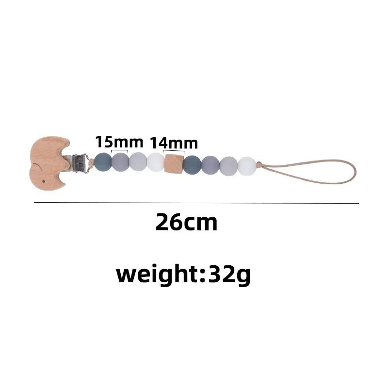 Chupete de silicona para bebé y niño pequeño, Clip para pezón, soporte de cadena, correa de seguridad, mordedor de madera de dibujos animados