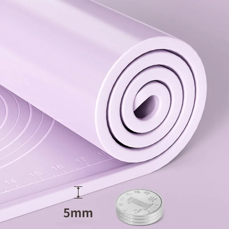 Große dicke Silikon-Knetmatte für Lebensmittel, antihaftbeschichtete Oberfläche, rollende Teigmatte mit Skala, Kuchen-Gebäck-Pad, Backwerkzeuge, Zubehör