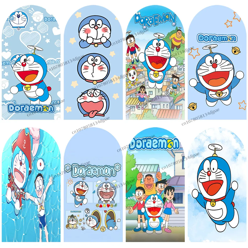 

Doraemon Birthday Party Backdrop Arch Kids Baby Shower Background Cover Kawaii Blue Robotic Cat Photo Studio Banner Decoration