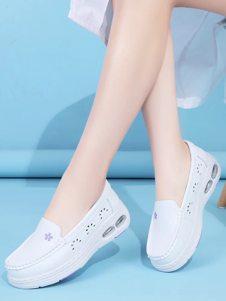 

White Shoes Women Casual Sneakers Platform Mesh Thick Sole 2025 Summer Genuine Leather Sneakers Mesh White Shoes Platform Woman