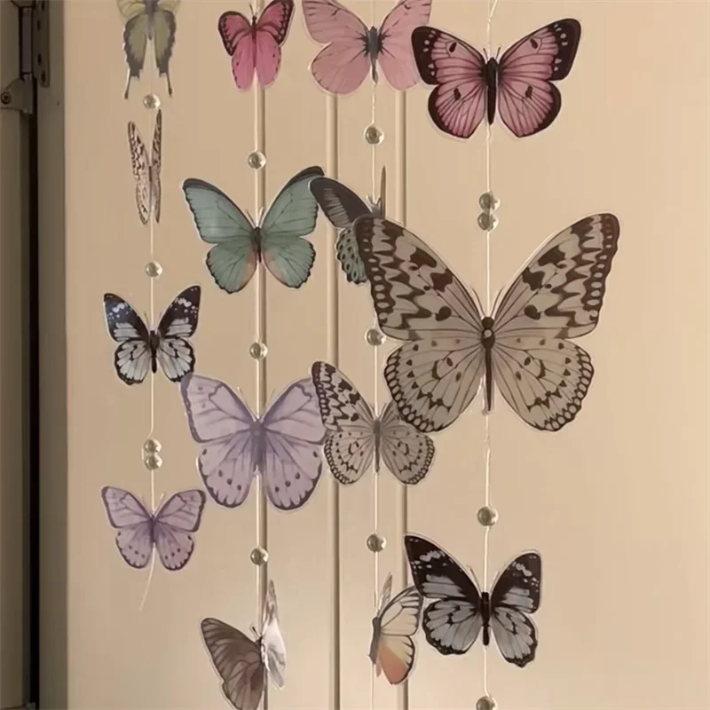 Butterfly door curtain decorative pendant girl heart room bead curtain bedroom door hanging curtain