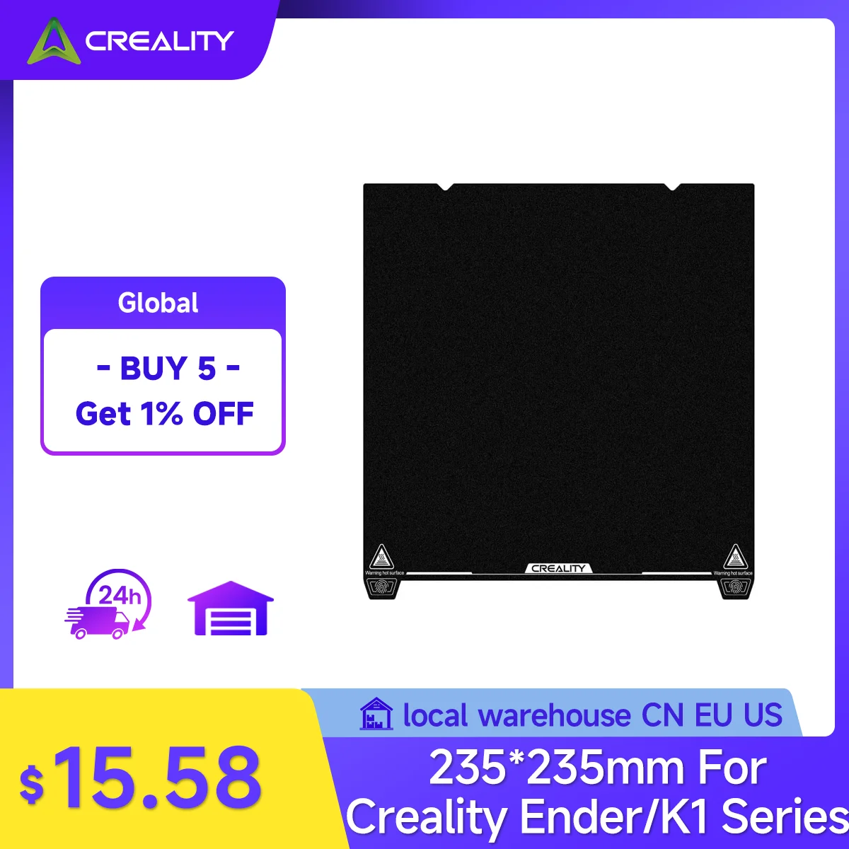 

Creality Official Ender-3 V3 SE/KE K1C PC Platform Board plate build Spring Steel Sheet Plate 235*235mm 3D Printer Accessories