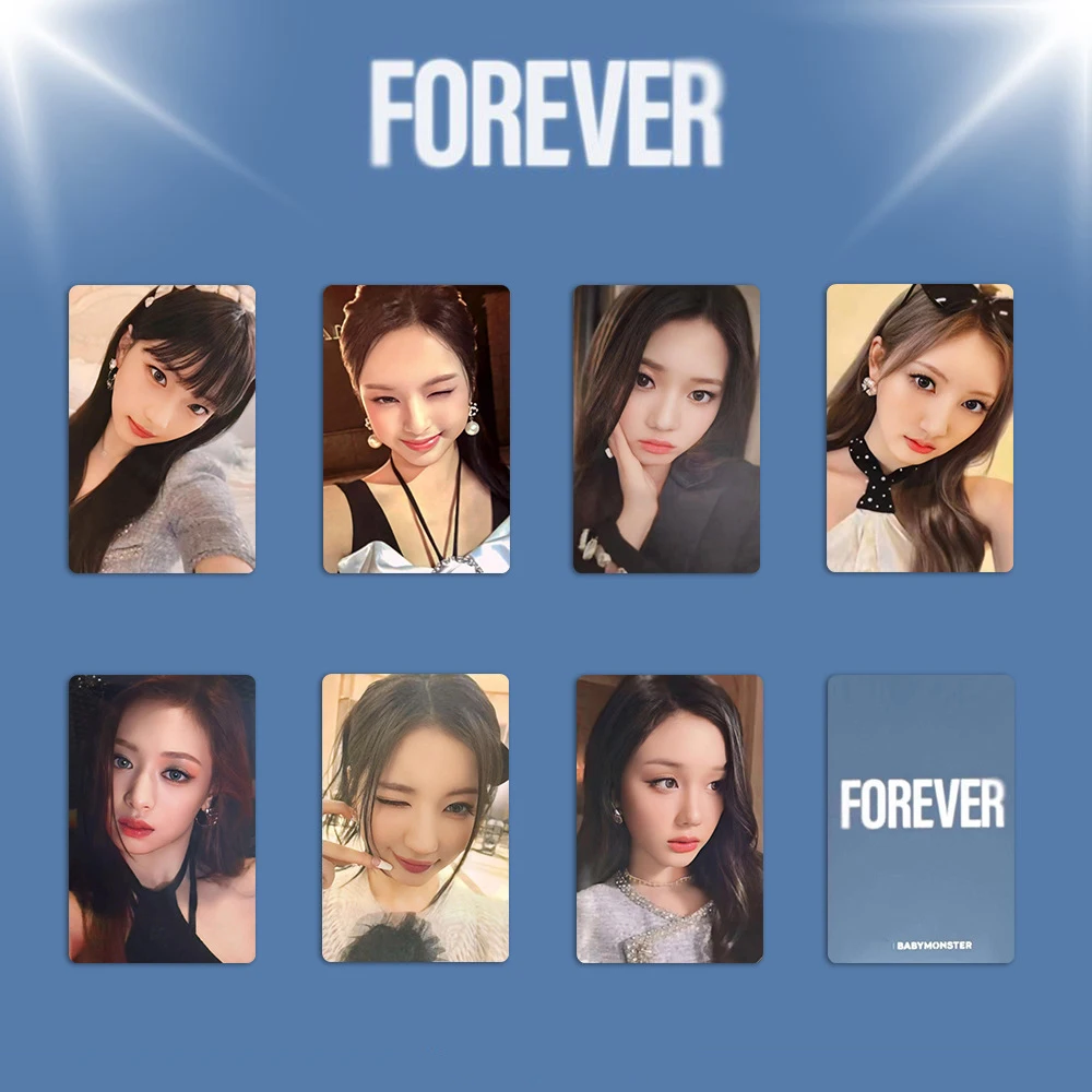 7Pcs/Set KPOP Babymonster FOREVER Album Lomo Cards Ahyeon Chiquita Ruka Asa Rami Selfie Postcards Photocards Fans Collectibles