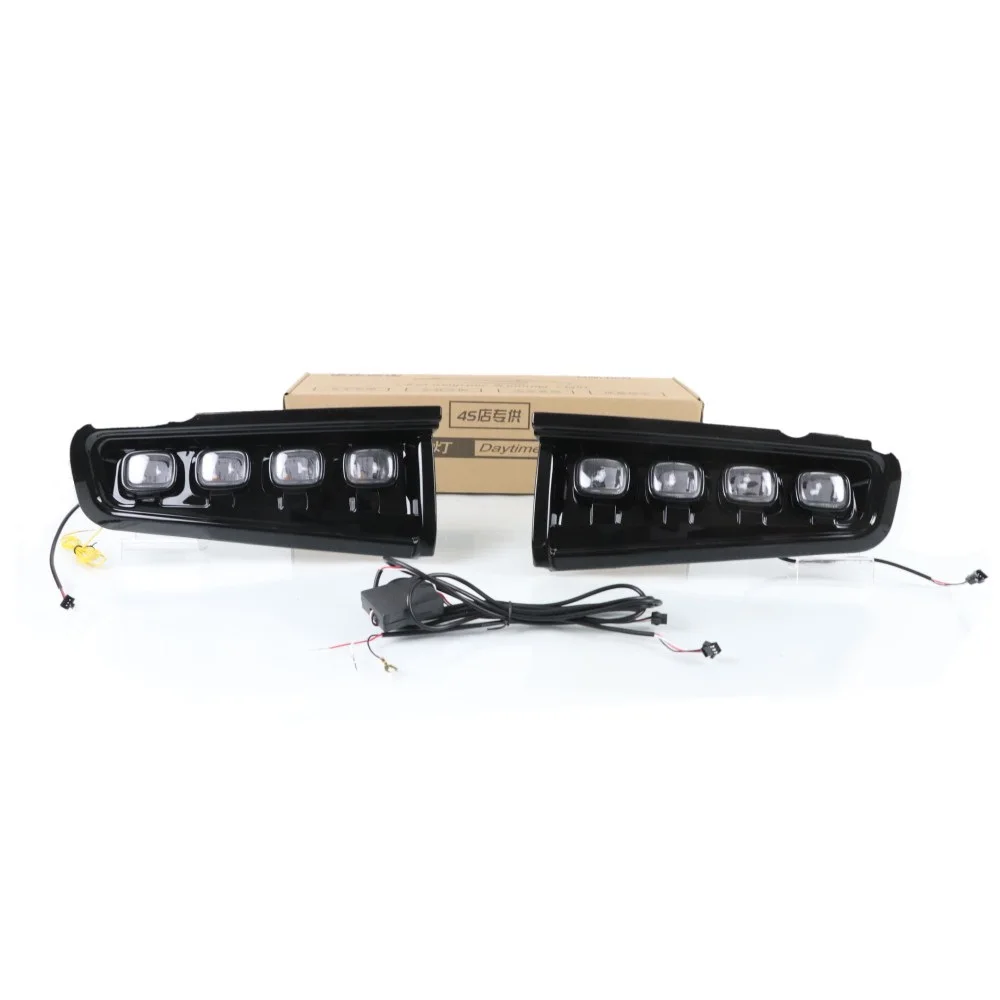 

July King LED Daytime Running Lights Case for Ford Bronoc 2021 2022, Start Scan, White DRL + Yellow Streamer Turn Signals