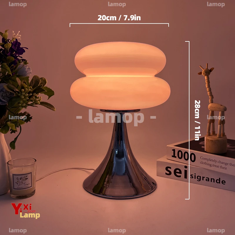 Organic Curved Murano Double Bulge Torus Stack Table Lamp Italian Minimal Decor Lamp Reading Nook Kids Room Housewarming Gift