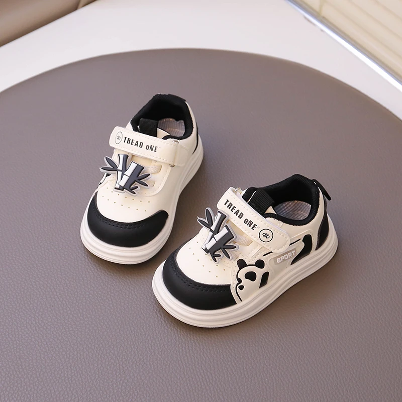 2025 Autumn New Baby Sports Shoes Casual Soft Bottom Kids Walking Shoes Hook&loop Fashion Boys Girls Skate Shoes with Cute Panda