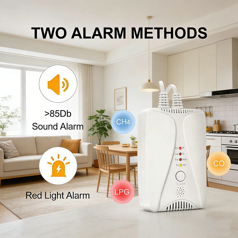 HD2000 Gas Detector With Valve LPG Gas Detector Natural Gas Leak Detector For Home Kitchen Propane Gas Bottle Methane CH4