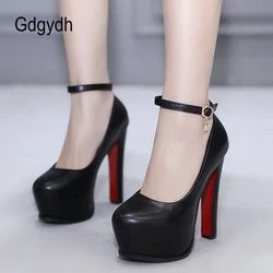 Gdgydh High Heels Mary Jane Shoes Platform Adjustable Strap Closed Toe Heeled Shoes Pumps Women Fashion Rhinestone Party Wedding