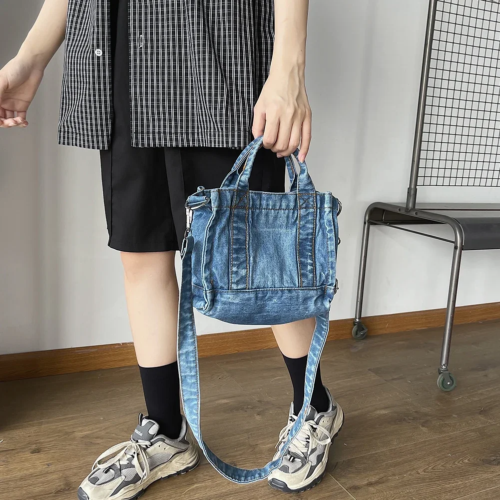 Denim Shouldr Bag for Women Cool Girl Large Capacity Satchel Bag Casual Solid Tote Bag Vintage Top Handbag Pouch Purse Bolsa