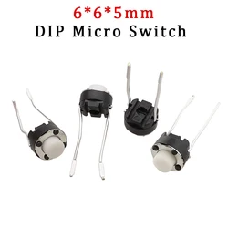 10-100Pcs 6*6*5mm Micro Tactile DIP Switch 6x6x5mm Mini Momentary Push Button Switches 2Pin ON/OFF Keys Tact Switch Accessories